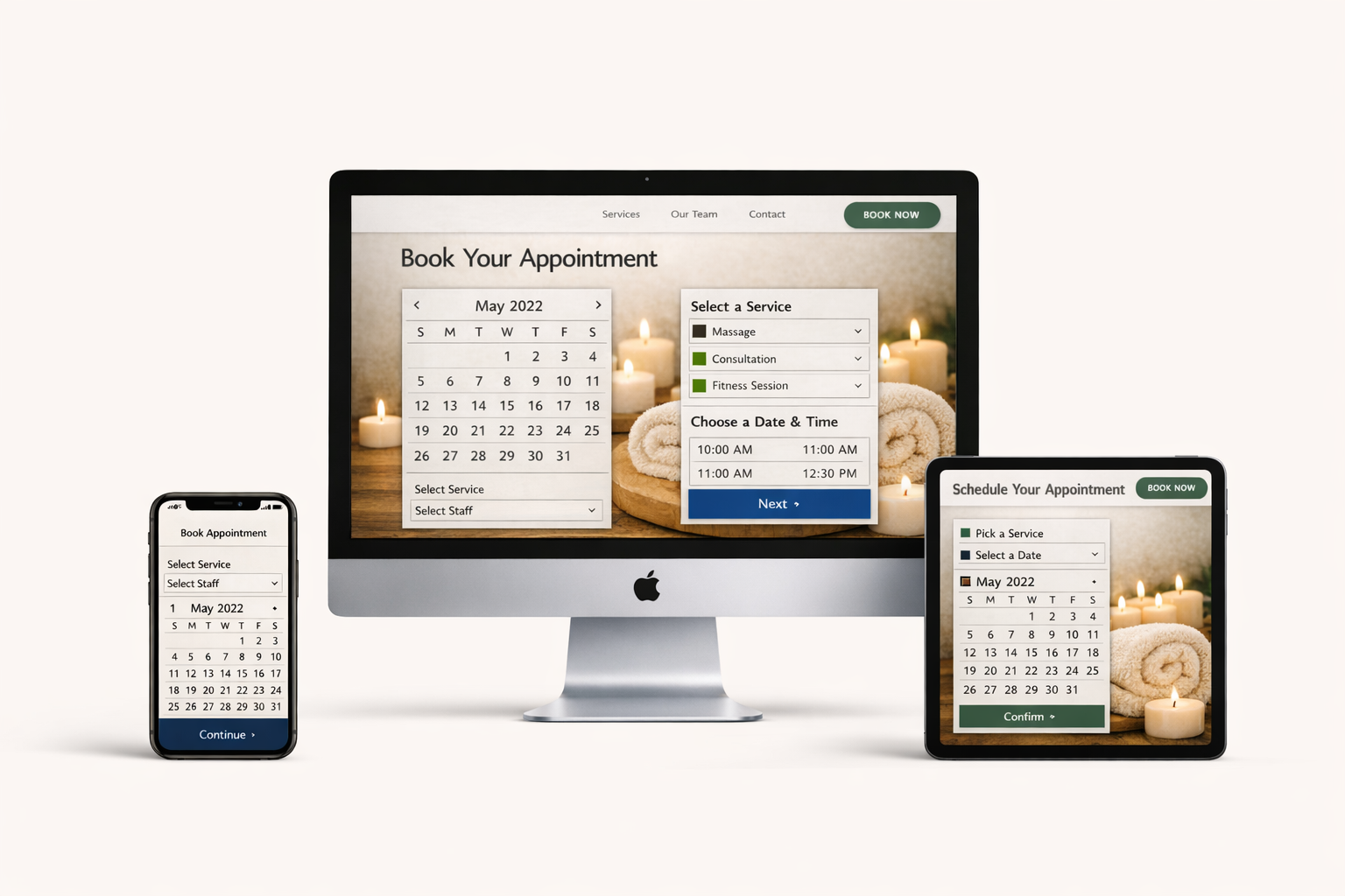 Booking system website — online appointment scheduling with automated confirmations